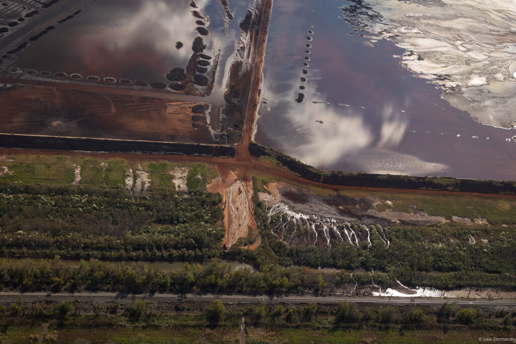 Details of the levee at the Atalco alumina refinery (formerly known as Noranda Alumina) on the border of St. James Parish and St. John the Baptist Parish