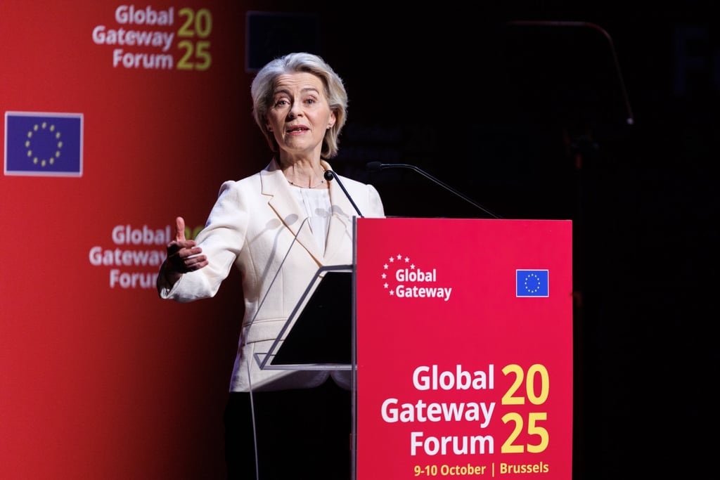 European Commission President Ursula von der Leyen speaks at the Global Gateway Forum in Brussels in October. Photo: EPA European Commission President Ursula von der Leyen speaks at the Global Gateway Forum in Brussels in October. Photo: EPA