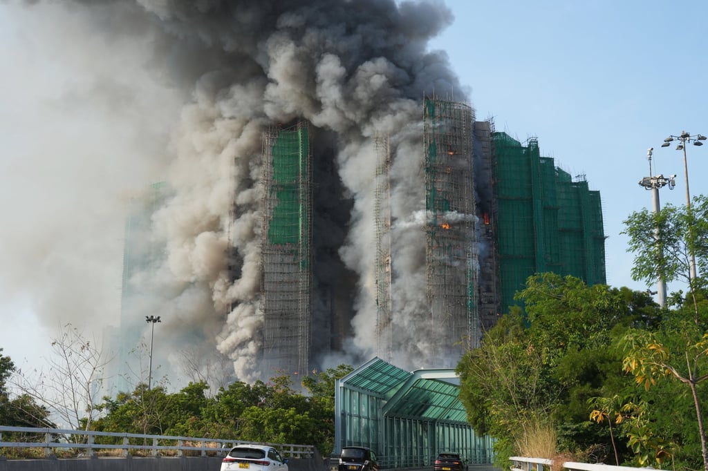 Fire ravaged seven of the eight towers at Wang Fuk Court. Photo: Sam Tsang Fire ravaged seven of the eight towers at Wang Fuk Court. Photo: Sam Tsang