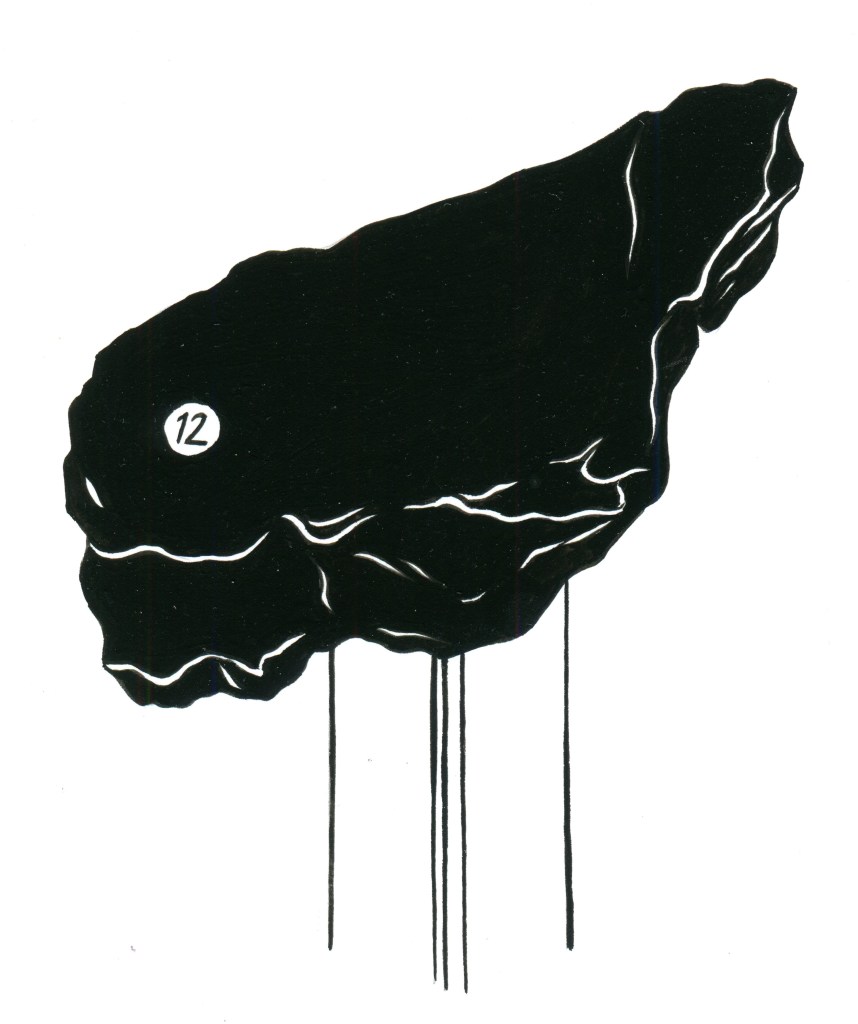 A drawing of a rock that presents slightly fewer details than many of the other drawings available throughout; one senses the artist's lack of enthusiasm, which she describes in her prose.