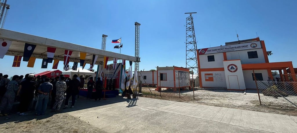 People attend the “activation” ceremony of the Philippine Coast Guard command centre on Thitu Island on Thursday. Photo: AFP People attend the “activation” ceremony of the Philippine Coast Guard command centre on Thitu Island on Thursday. Photo: AFP