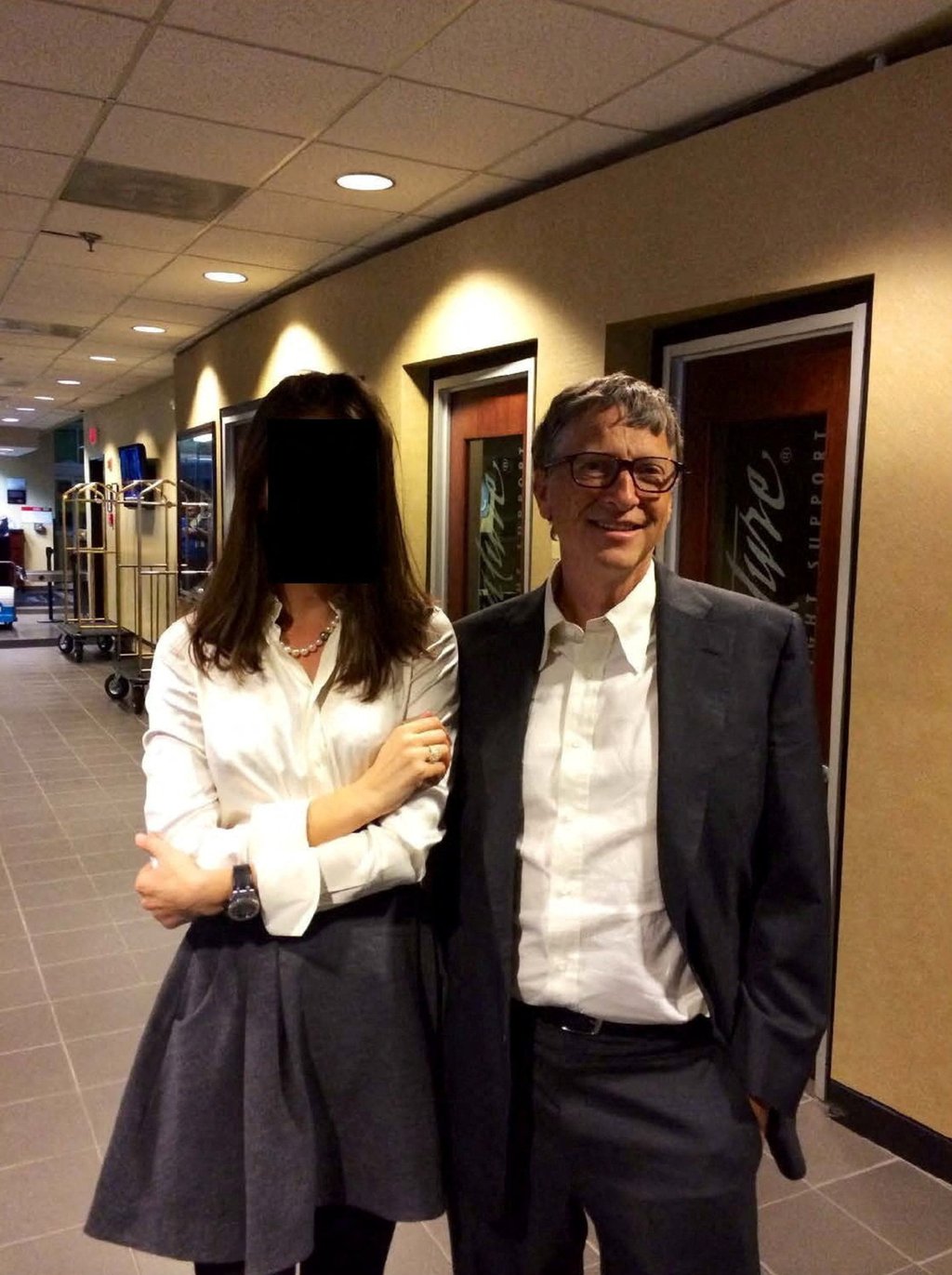 Bill Gates appears with a woman, whose identity has been obscured, in an image from the Epstein estate released by House Oversight Committee Democrats in December. Photo: House Oversight Committee Democrats via Reuters Bill Gates appears with a woman, whose identity has been obscured, in an image from the Epstein estate released by House Oversight Committee Democrats in December. Photo: House Oversight Committee Democrats via Reuters