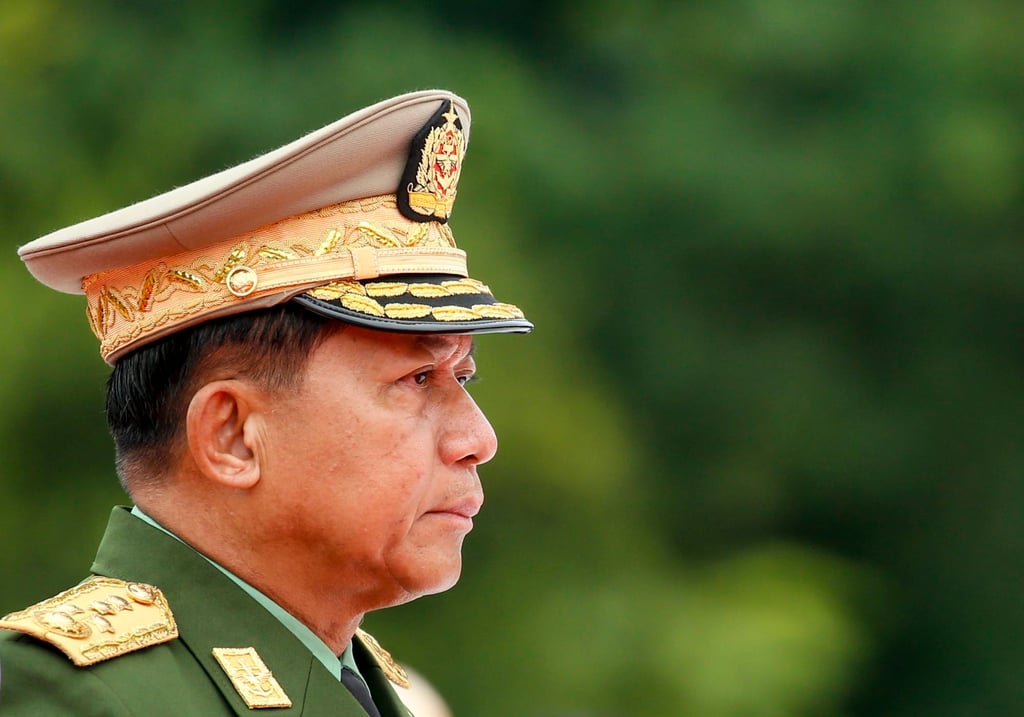Myanmar military commander-in-chief Senior General Min Aung Hlaing in 2017, four years before his coup. Photo: EPA Myanmar military commander-in-chief Senior General Min Aung Hlaing in 2017, four years before his coup. Photo: EPA