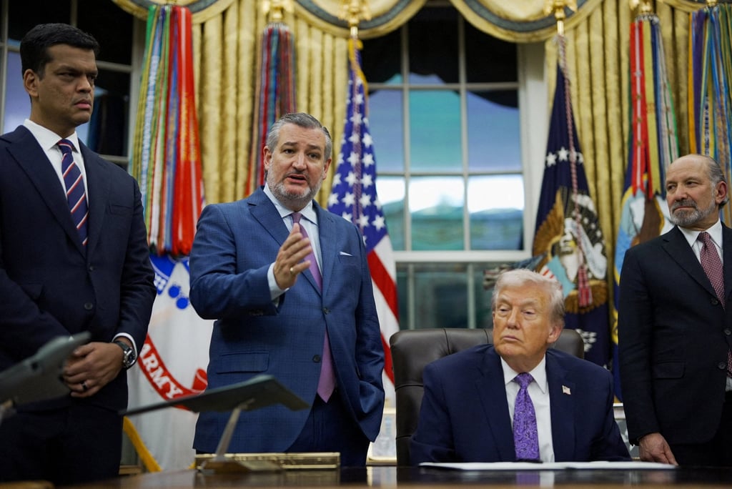 US Senator Ted Cruz (second from left) speaks next to White House AI adviser Sriram Krishnan, US President Donald Trump and Commerce Secretary Howard Lutnick in the Oval Office in December. Photo: Reuters US Senator Ted Cruz (second from left) speaks next to White House AI adviser Sriram Krishnan, US President Donald Trump and Commerce Secretary Howard Lutnick in the Oval Office in December. Photo: Reuters