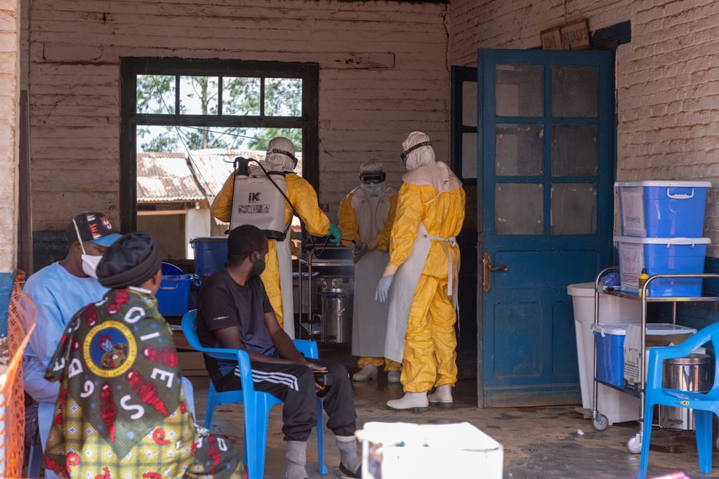 Health workers prepare for duty at the Mongbwalu treatment centre in Mongbwalu, the Democratic Republic of Congo, on Friday. Photo: AP Health workers prepare for duty at the Mongbwalu treatment centre in Mongbwalu, the Democratic Republic of Congo, on Friday. Photo: AP
