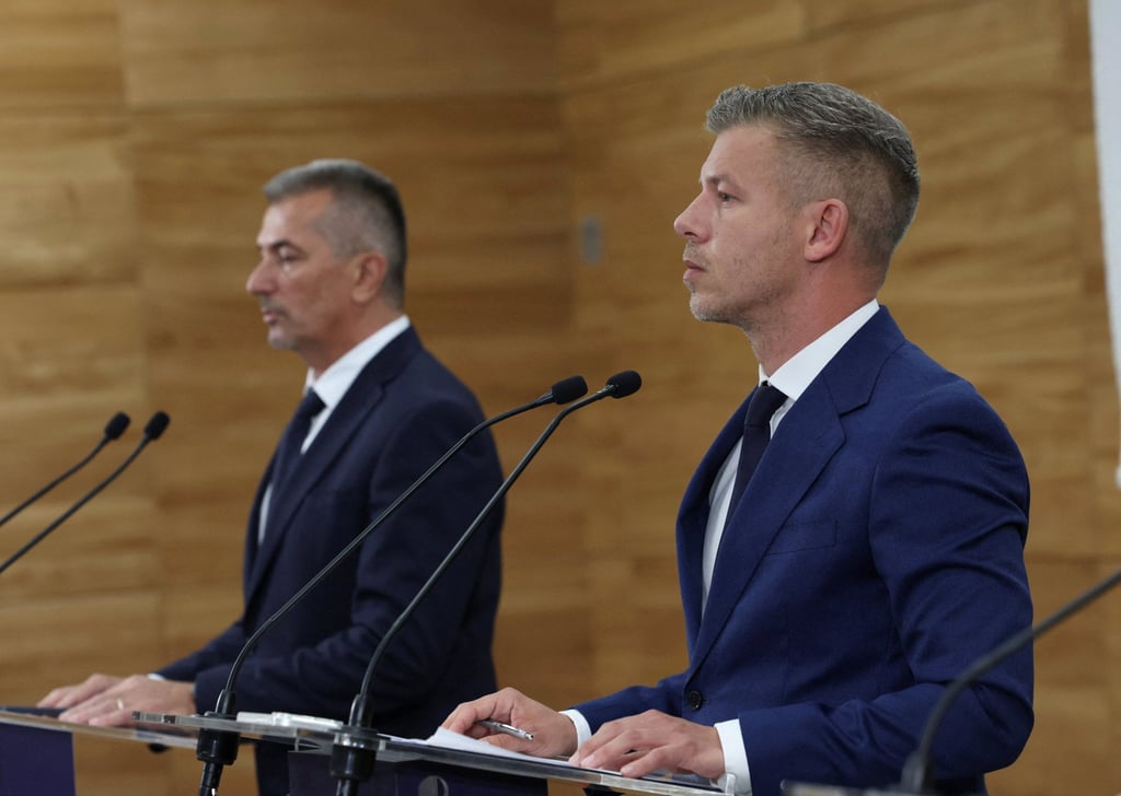 Hungarian Prime Minister Peter Magyar (right) and Deputy CEO of Paks Nuclear Power Plant, Laszlo Nagy, attend a press conference on Friday. Photo: Reuters Hungarian Prime Minister Peter Magyar (right) and Deputy CEO of Paks Nuclear Power Plant, Laszlo Nagy, attend a press conference on Friday. Photo: Reuters