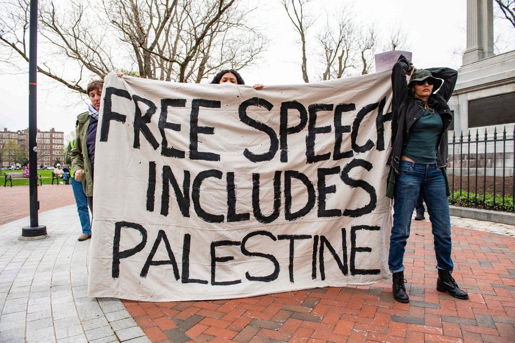 Demonstrators gather on Cambridge Common to protest against Harvard’s stance on the war in Gaza and show support for the Palestinian people, outside Harvard University in Cambridge, Massachusetts in April 2025. Photo: AFP Demonstrators gather on Cambridge Common to protest against Harvard’s stance on the war in Gaza and show support for the Palestinian people, outside Harvard University in Cambridge, Massachusetts in April 2025. Photo: AFP