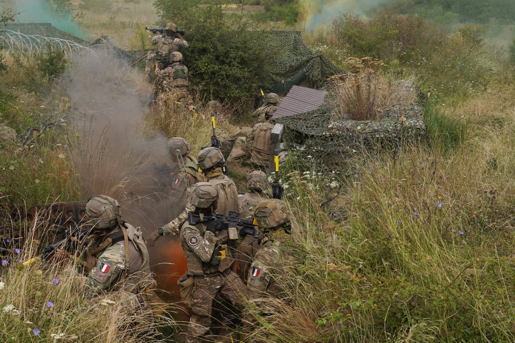 Soldiers take part in the Nato Eagle Spearhead drill in Cincu, Romania, on August 18. Photo: Reuters Soldiers take part in the Nato Eagle Spearhead drill in Cincu, Romania, on August 18. Photo: Reuters