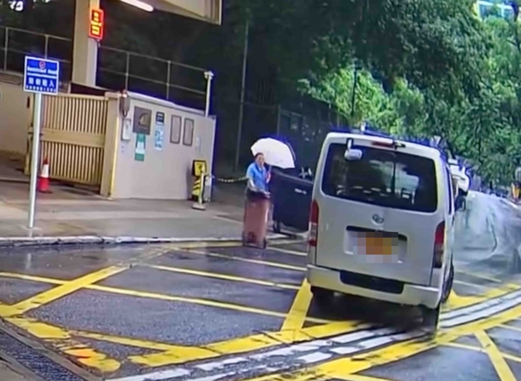 The woman was forced to jump out of the way of the van. Photo: Handout The woman was forced to jump out of the way of the van. Photo: Handout