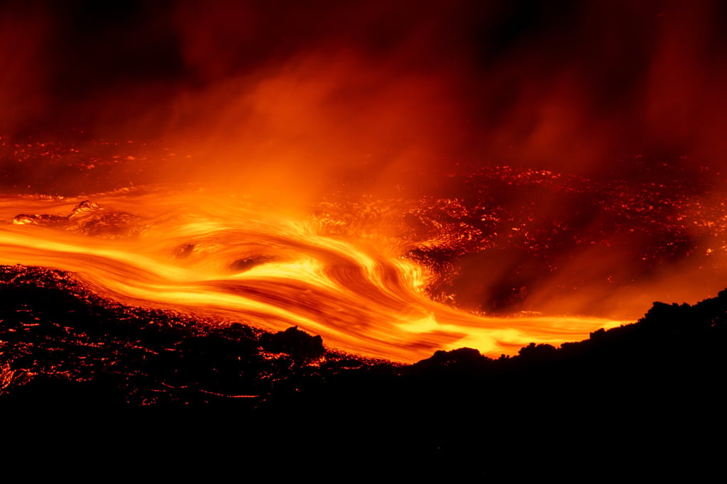 Eruptive activity continues on Mount Etna, as seen from Serracozzo near Catania, Italy, on Tuesday. Photo: AP Eruptive activity continues on Mount Etna, as seen from Serracozzo near Catania, Italy, on Tuesday. Photo: AP
