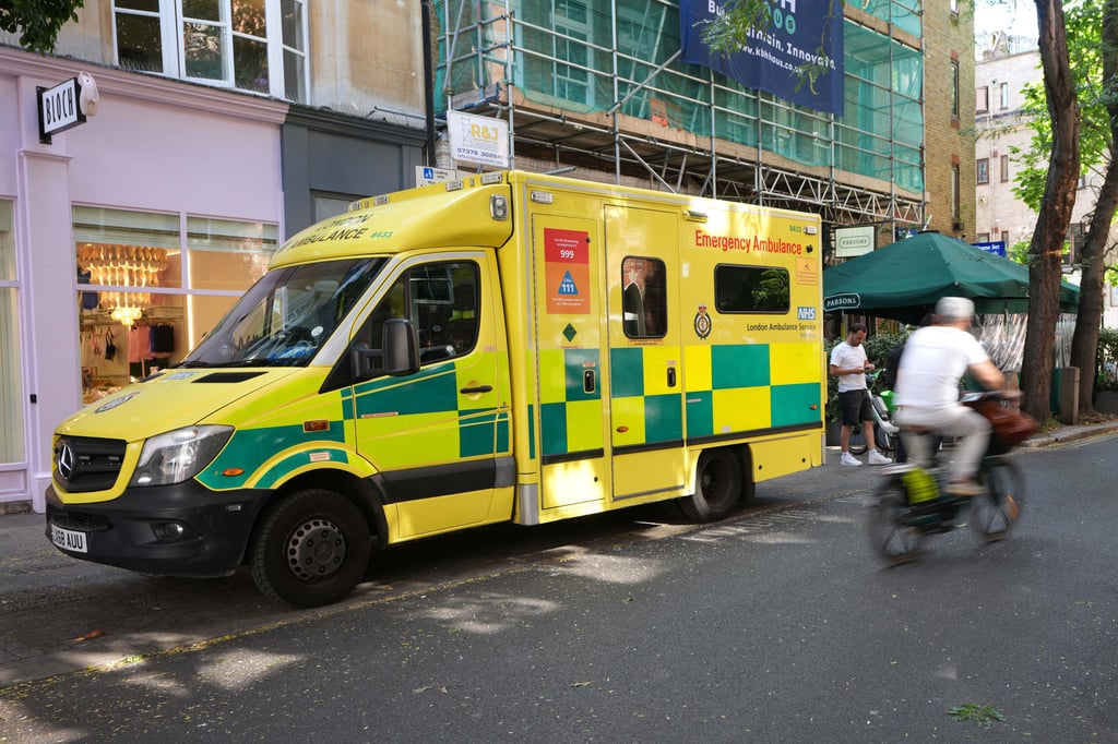 An ambulance stands at the scene on Endell Street in Covent Garden after four men were stabbed in central London on Wednesday. Photo: AP An ambulance stands at the scene on Endell Street in Covent Garden after four men were stabbed in central London on Wednesday. Photo: AP