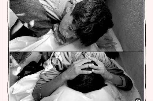 A young boy in Gaza mourns his murdered mother
