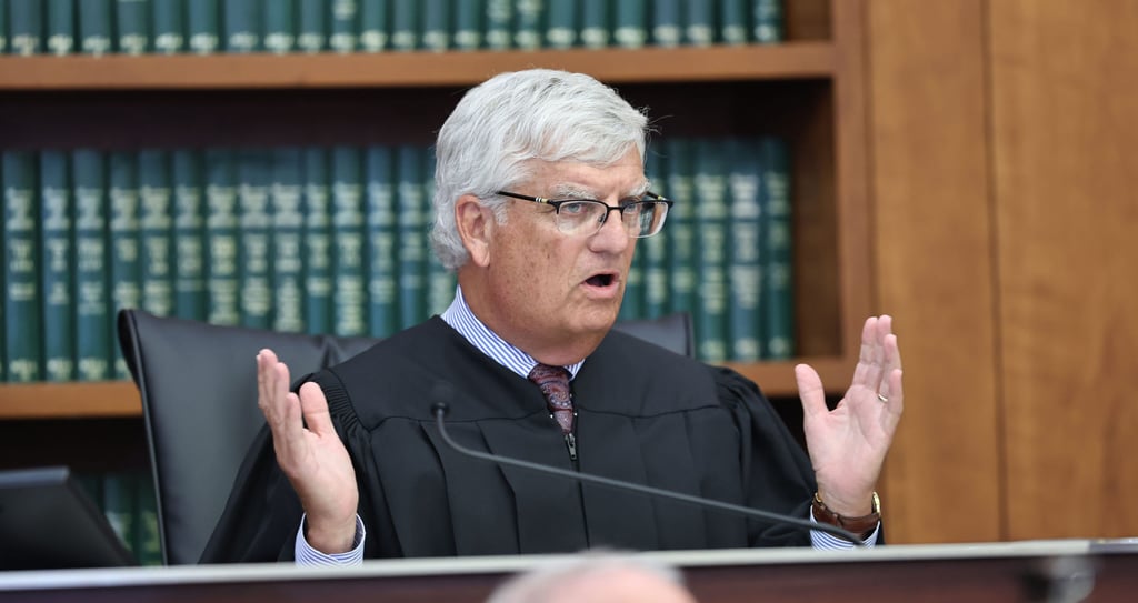 Judge William Sullivan indicates he is going to declare a mistrial before changing course and giving Lindsay Clancy’s lawyer one hour to appeal on Friday. Photo: AP Judge William Sullivan indicates he is going to declare a mistrial before changing course and giving Lindsay Clancy’s lawyer one hour to appeal on Friday. Photo: AP