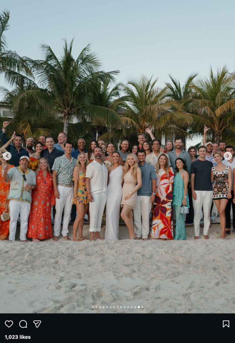 An Instagram post of a group photo shows about 35 people, including Donald Trump Jr.; his wife, Bettina Trump; Ivanka Trump; Jared Kushner; Tiffany Trump; and Russian oligarch Umar Kremlev.
